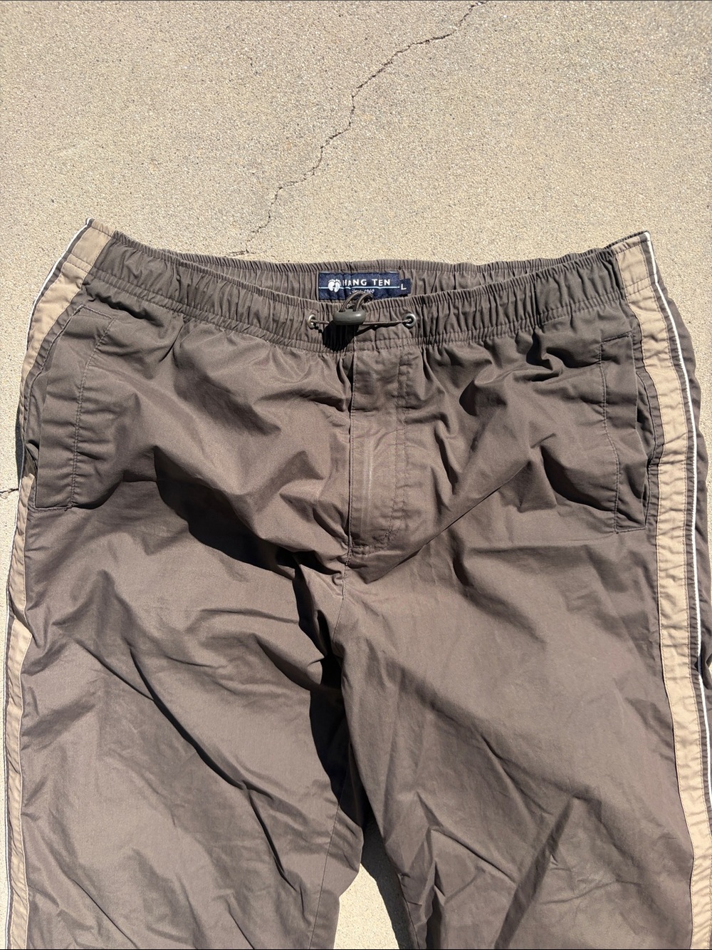 Hang Ten Olive Green Casual Track Pants with Side Stripe, warm cotton inlining